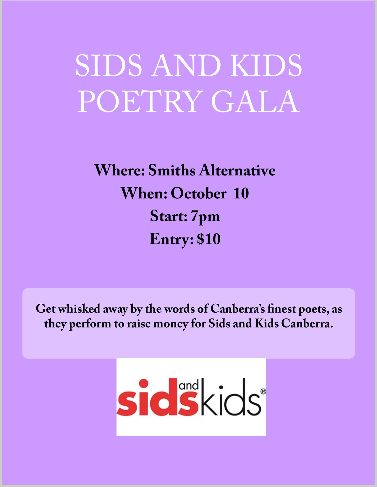 Sids and Kids Poetry Gala